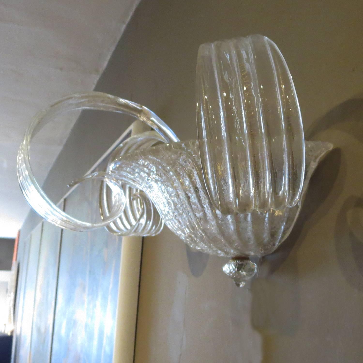 Barovier Murano Wall Sconces In Excellent Condition For Sale In North Hollywood, CA