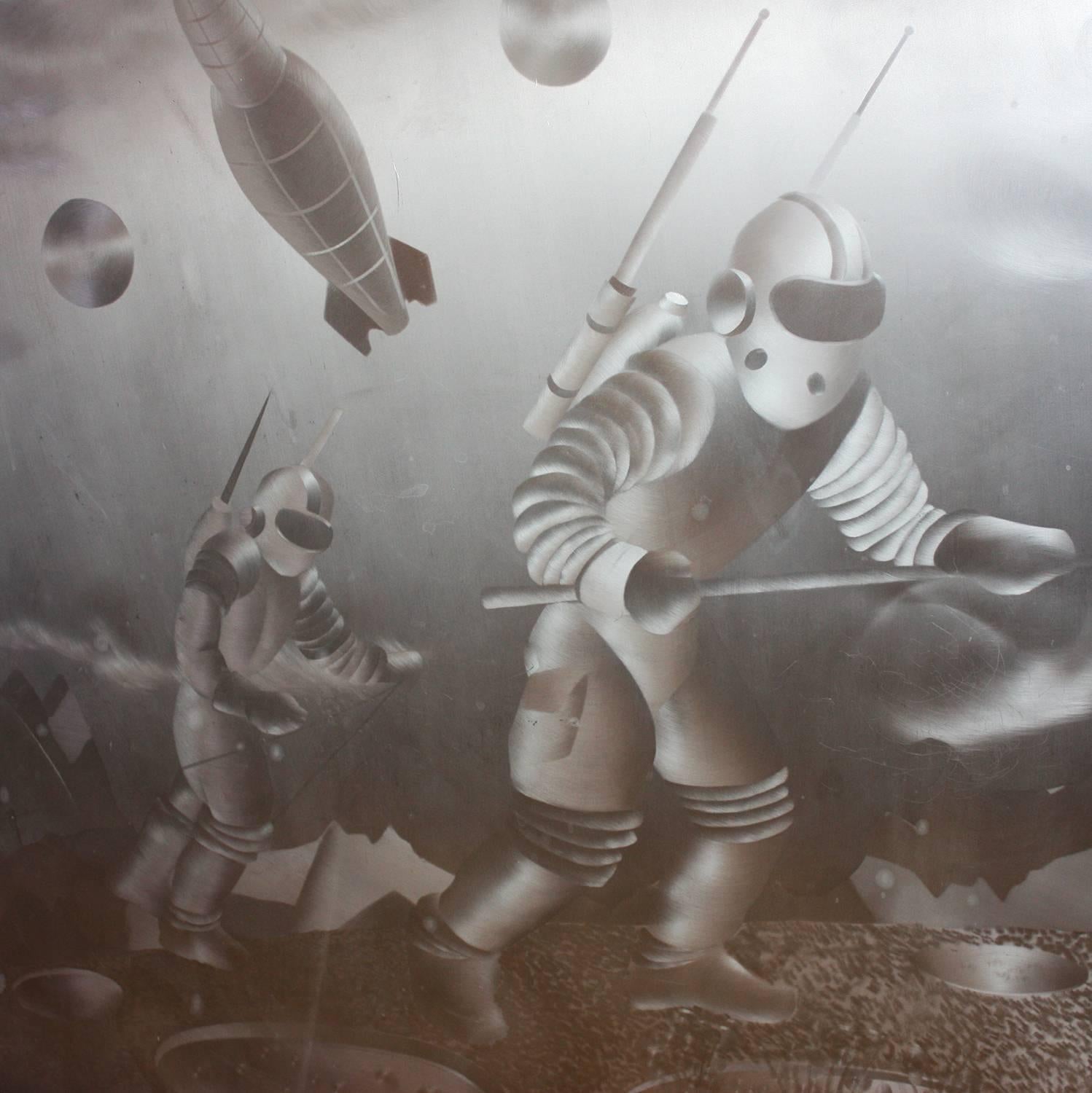 Brushed Space Theme Aluminum Wall Mural by Nikos Bel-Jon, 1955