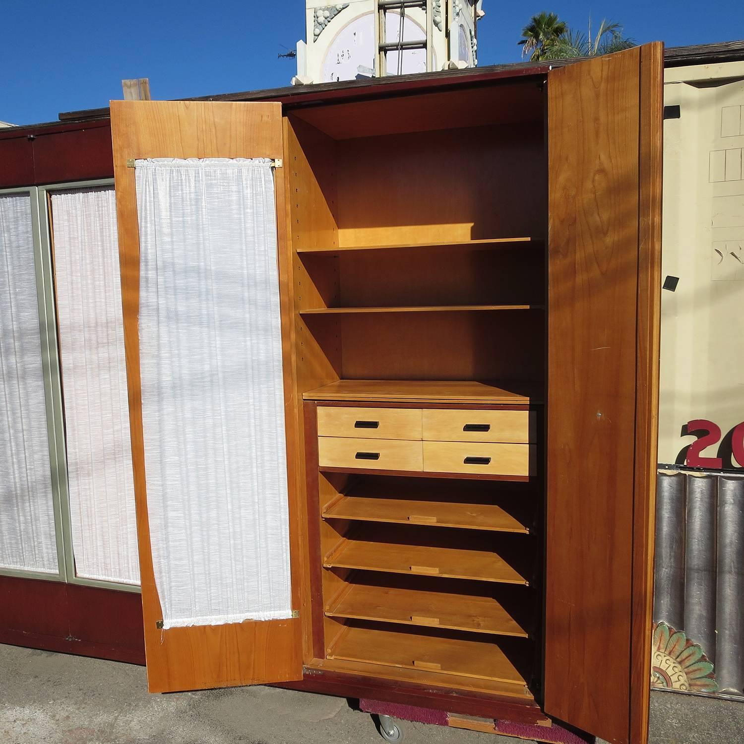 Lacquered Queen Mary Ocean Liner Art Deco Wardrobe Cabinet