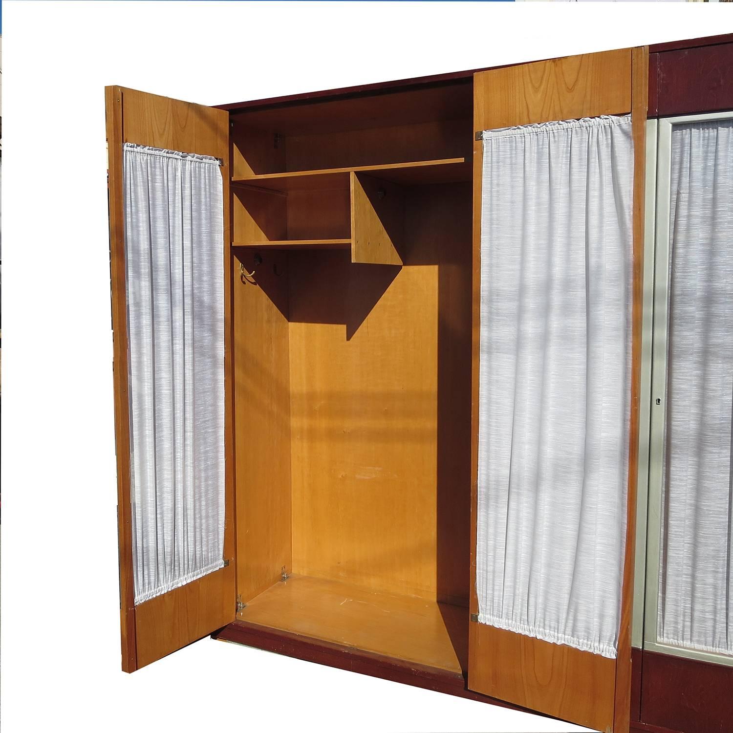 Walnut Queen Mary Ocean Liner Art Deco Wardrobe Cabinet