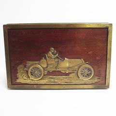 Antique Early Twentieth Century Cigar Box With Racing Car