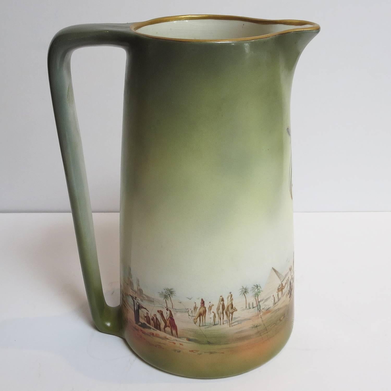 American Shriners Fraternal Ceramic Painted Pitcher by National Art China Co.