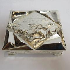 Art Deco Cubist Silver Box with Native Buffalo Hunters