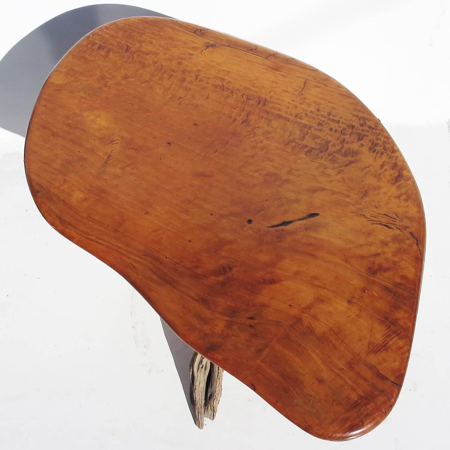 Mid-Century Modern Free-Form Burled Wood Side Table For Sale