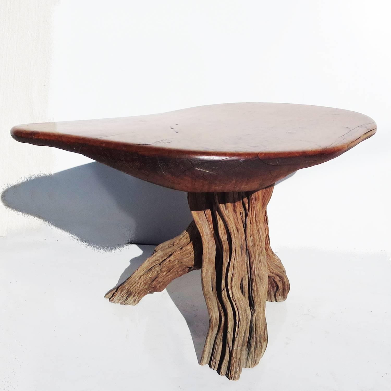 American Free-Form Burled Wood Side Table For Sale