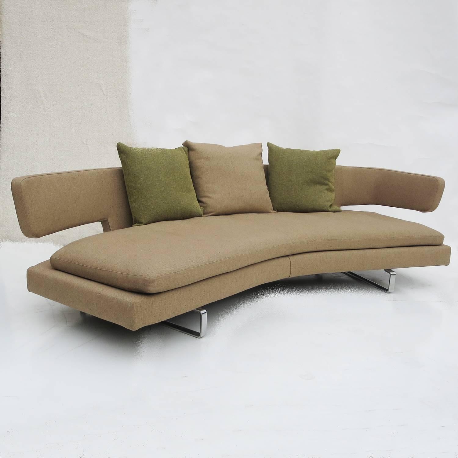 Created for B & B Italia in 2005 by Italian designer Antonio Citterio. This is the smaller of two Citterio sofas we have. This version features two open end arms, and chrome legs. The sofa is in excellent original condition, and will be steam
