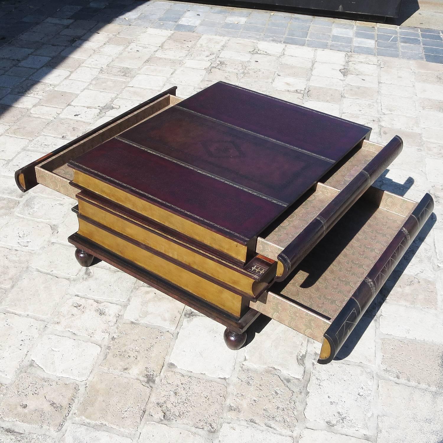 maitland smith stacked books coffee table