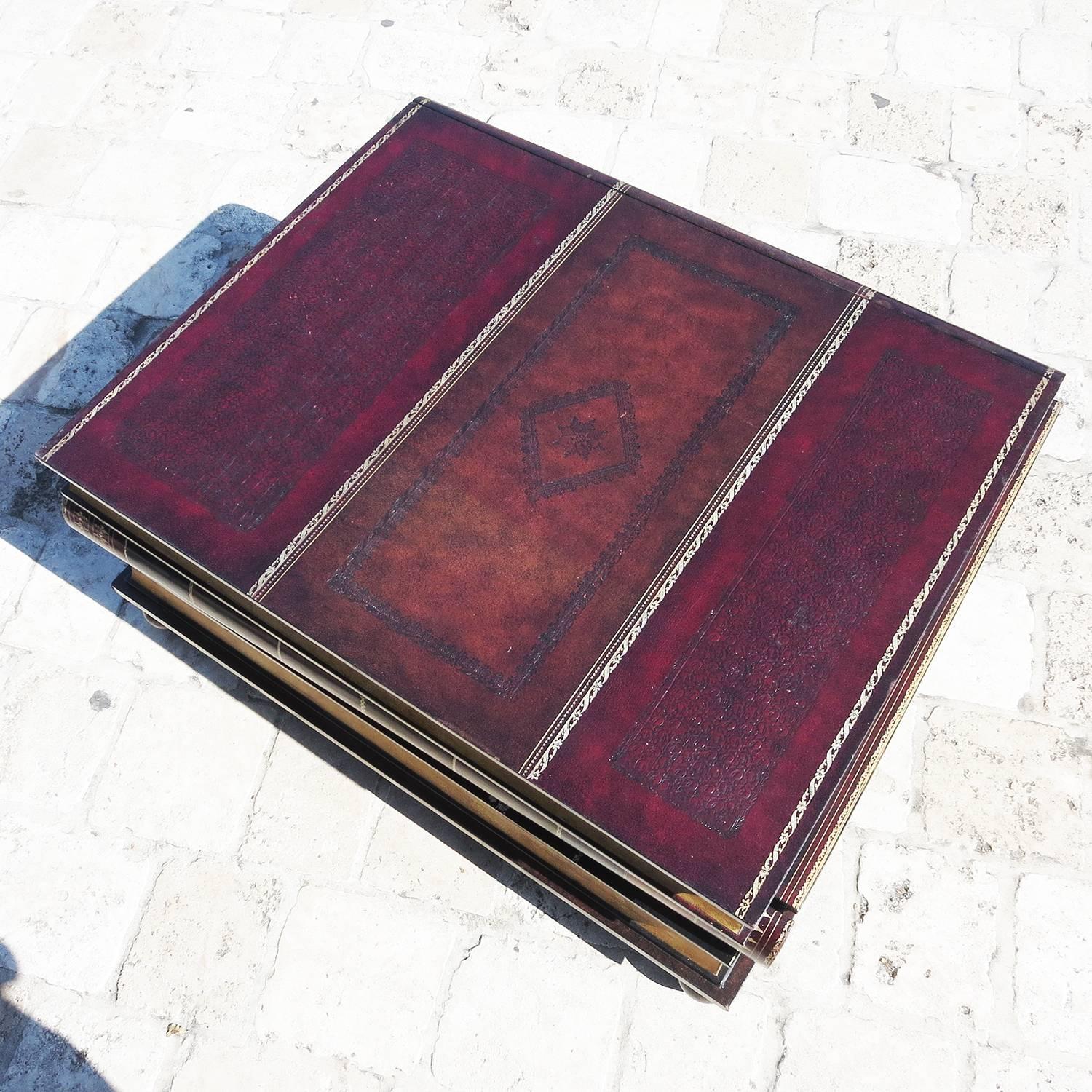 English Leather Stacked Books Coffee Table by Maitland-Smith