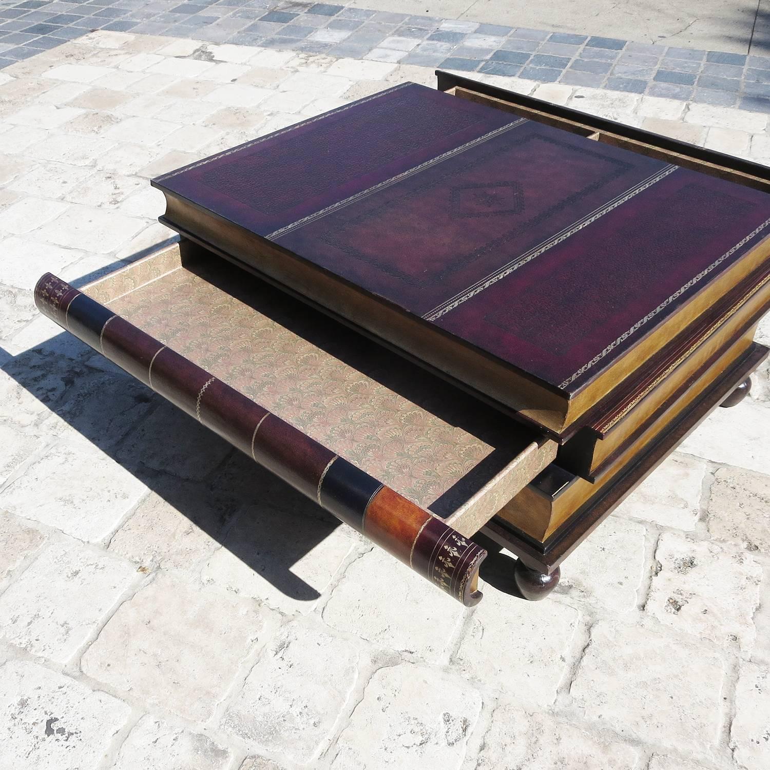 Leather Stacked Books Coffee Table by Maitland-Smith In Good Condition In North Hollywood, CA