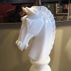 Horse Head Chess Knights Carved Alabaster Lamps
