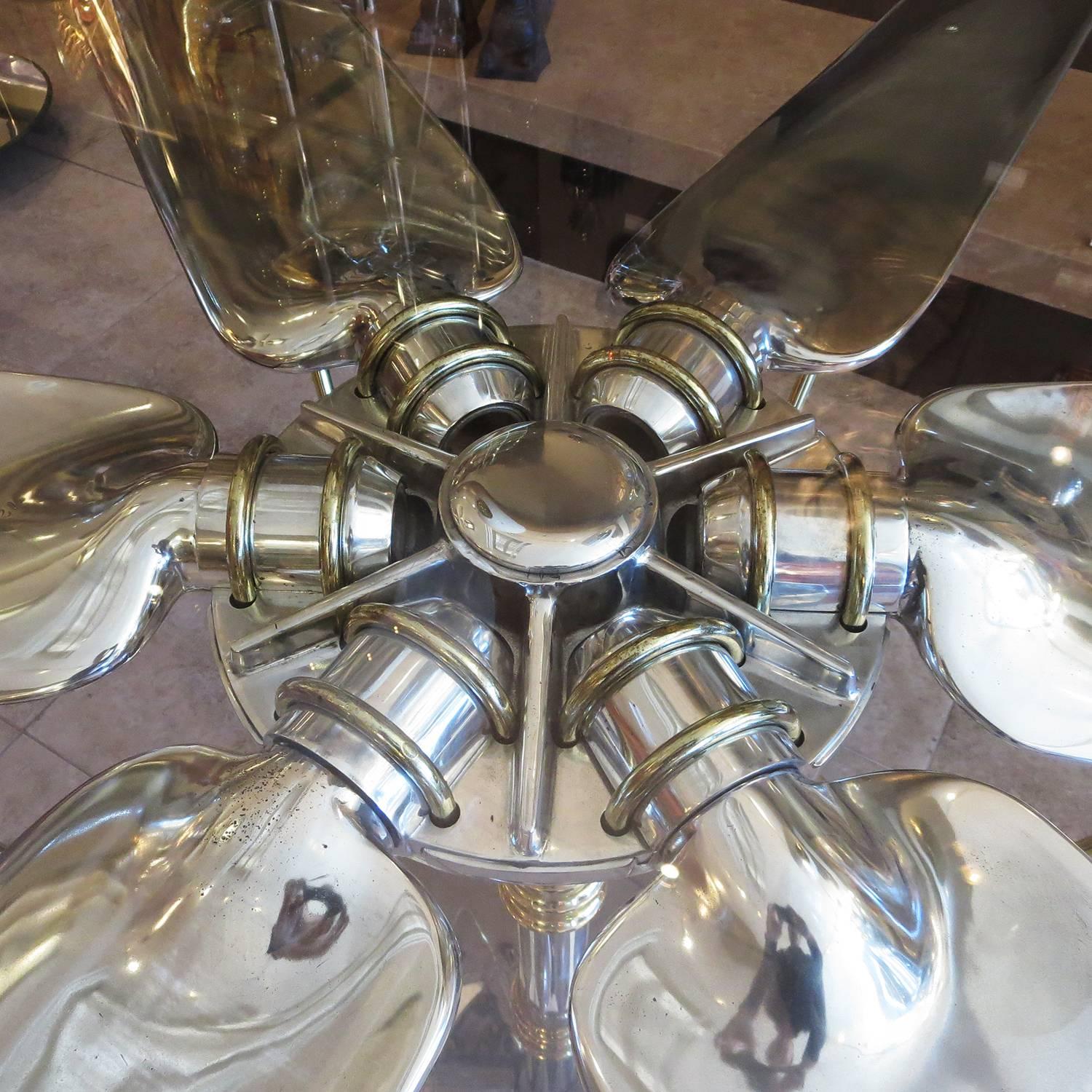 American Highly Polished Six Blade Propeller Dining or Conference Table