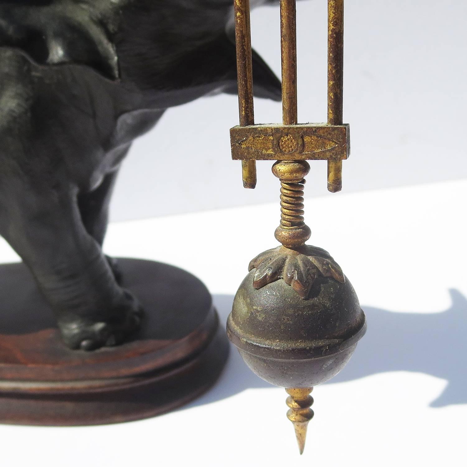 Victorian 19th Century French Bronze Elephant Clock with Pendulum Movement