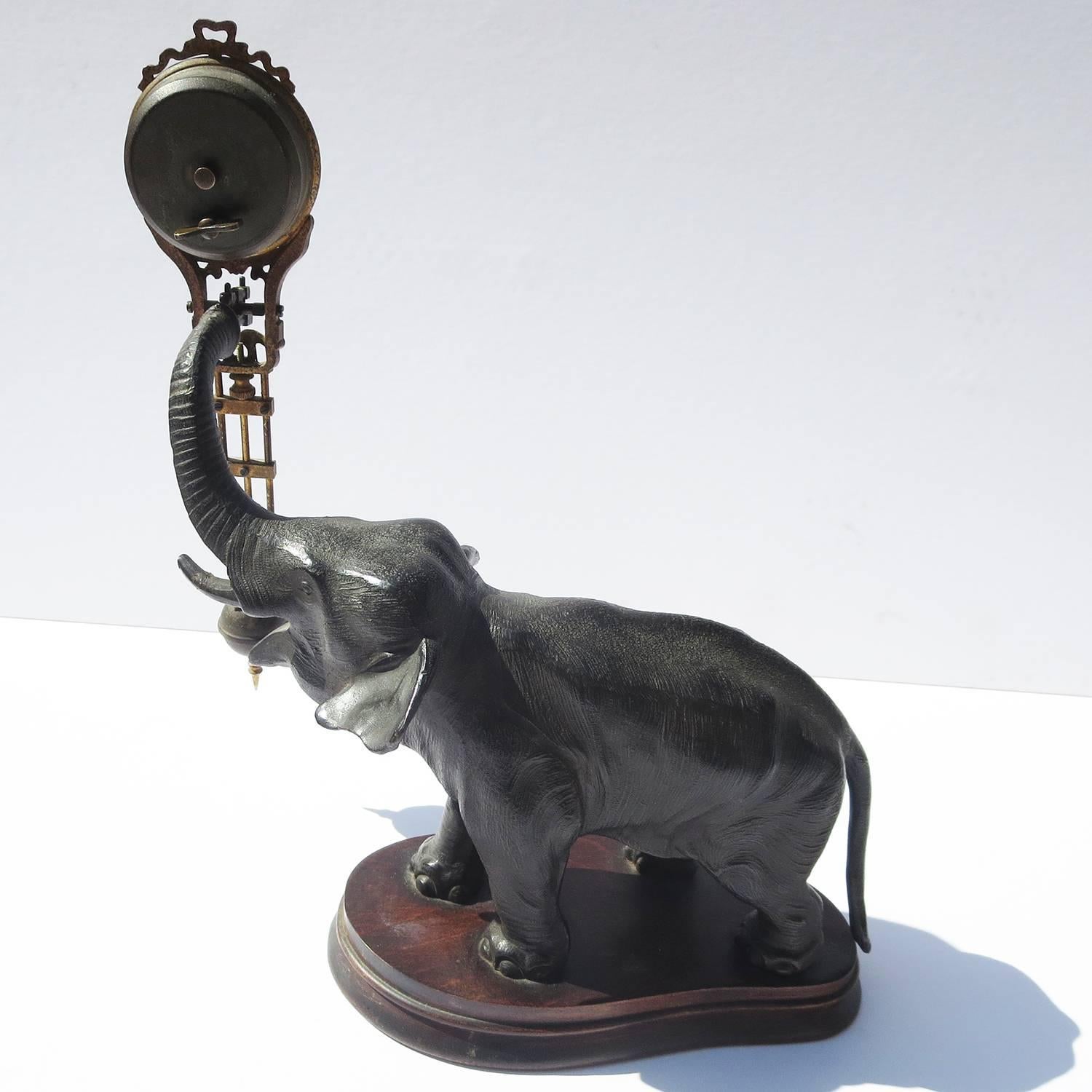 Late 19th Century 19th Century French Bronze Elephant Clock with Pendulum Movement