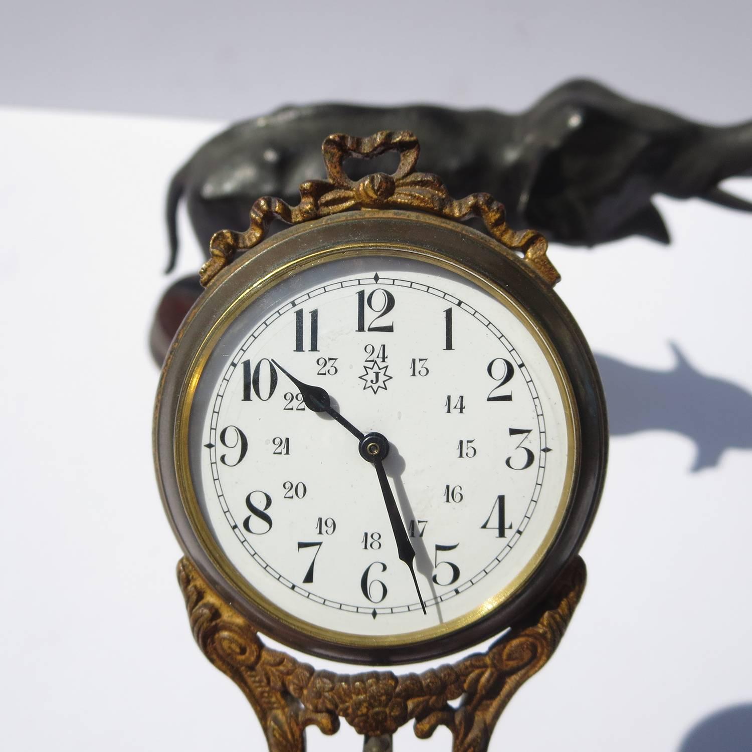19th Century French Bronze Elephant Clock with Pendulum Movement 4