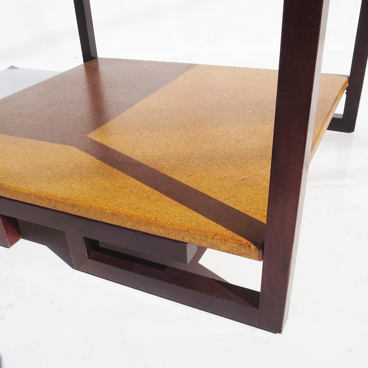 Mid-Century Modern Paul Frankl Cork and Mahogany Corner Table for Johnson Furniture