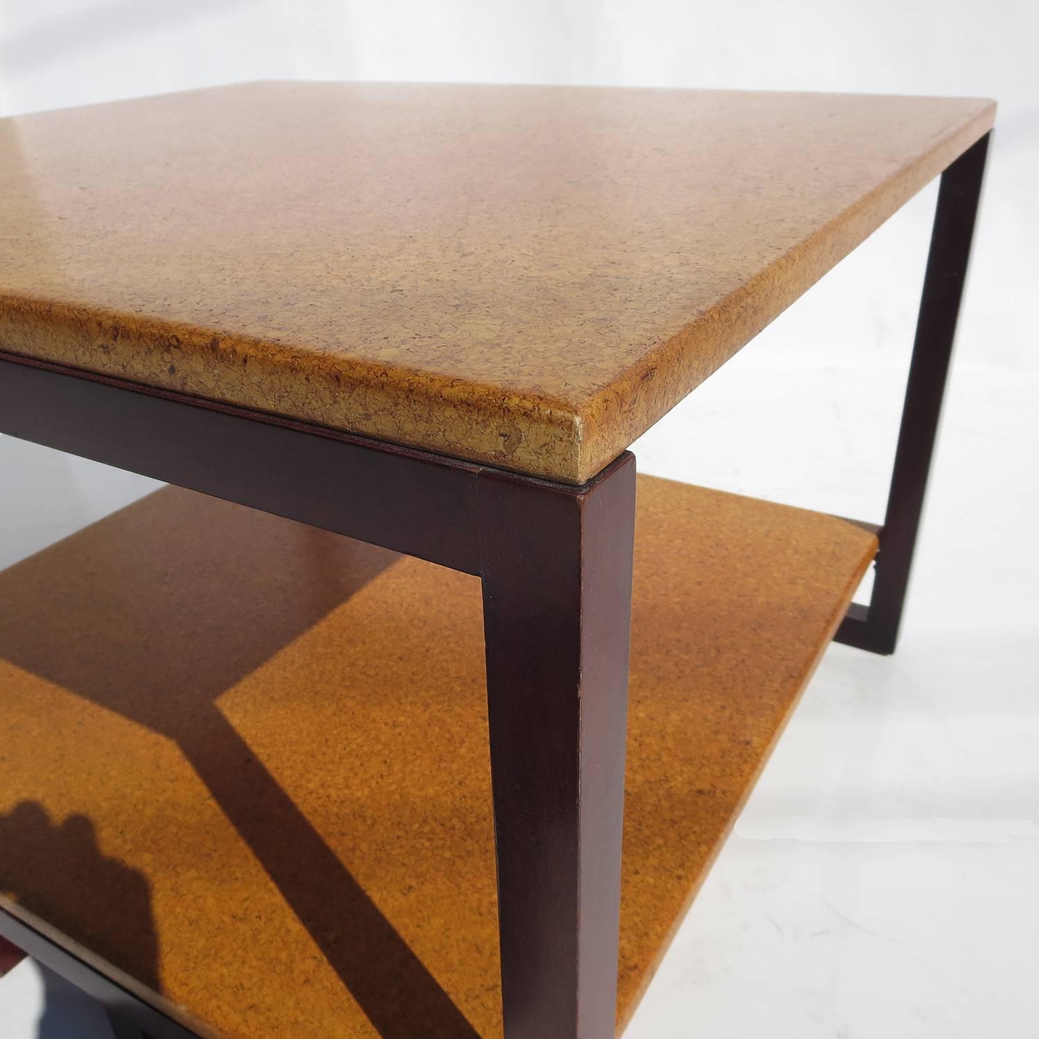 American Paul Frankl Cork and Mahogany Corner Table for Johnson Furniture