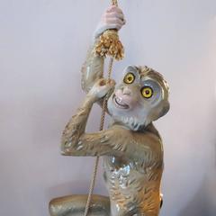Capodimonte Glazed Ceramic Hanging Monkey Lamp