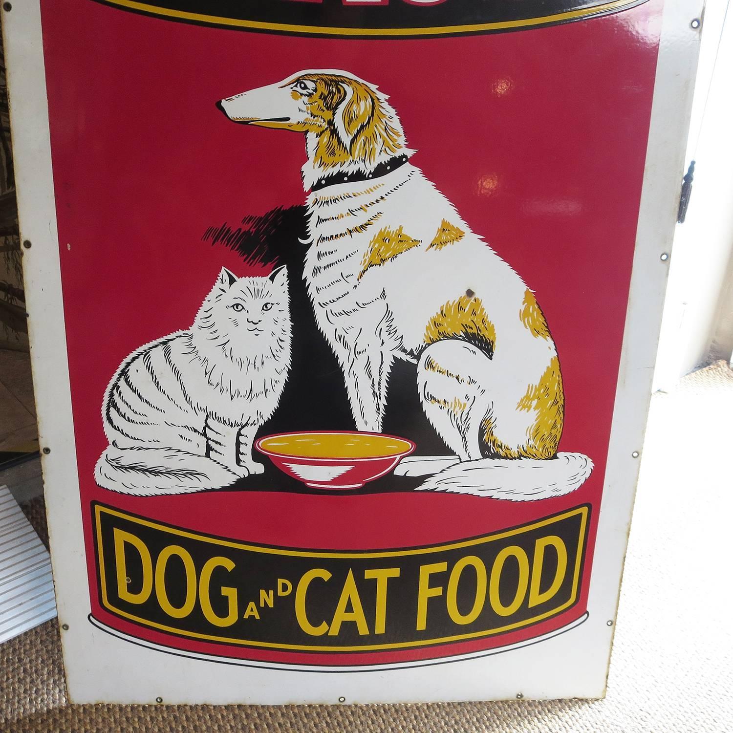 1930s Porcelain Enameled Advertising Sign for Dr. Ross' Dog and Cat