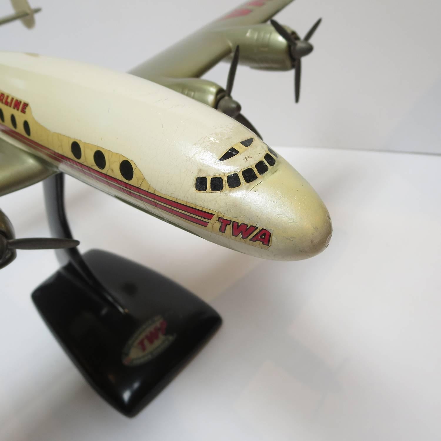 Mid-20th Century TWA Constellation Painted Metal Executive Desk Model