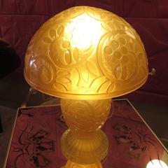 Large Daum Nancy French Art Deco Etched Glass Table Lamp