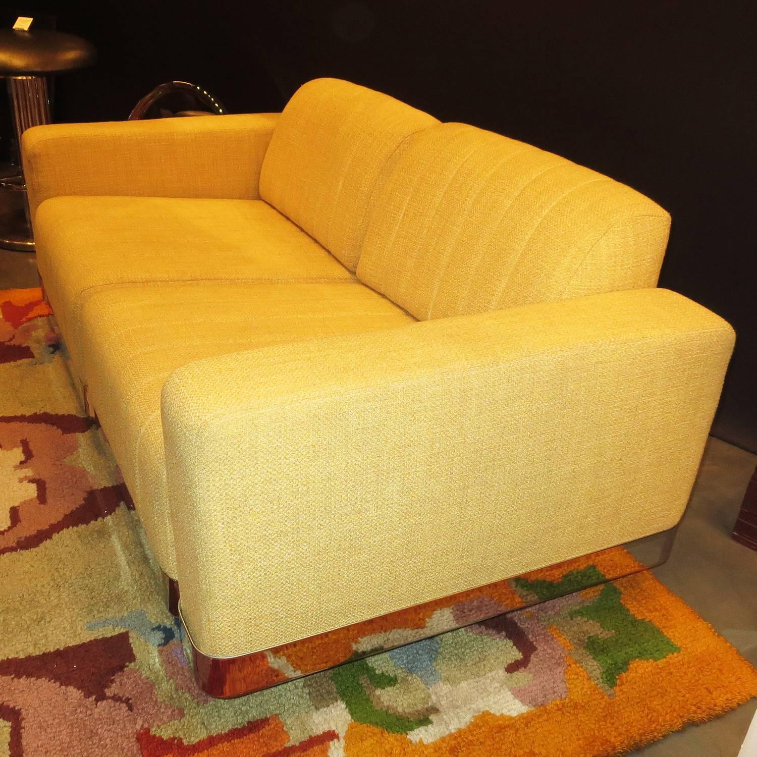 Mid-Century Modern Matched Pair of Mid-Century Sofas with Chrome Bases