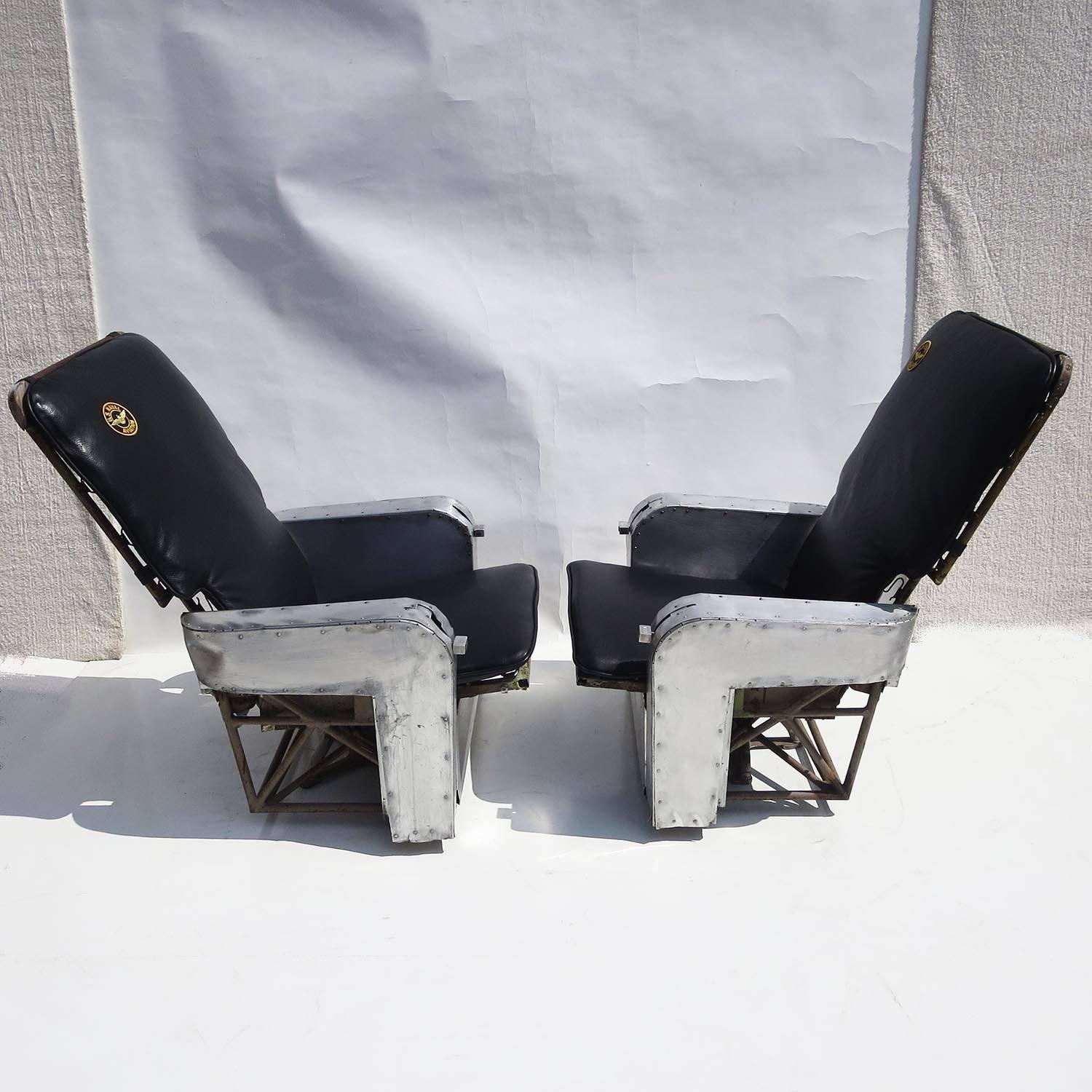 Aircraft Chairs in Leather and Aluminum For Sale at 1stdibs