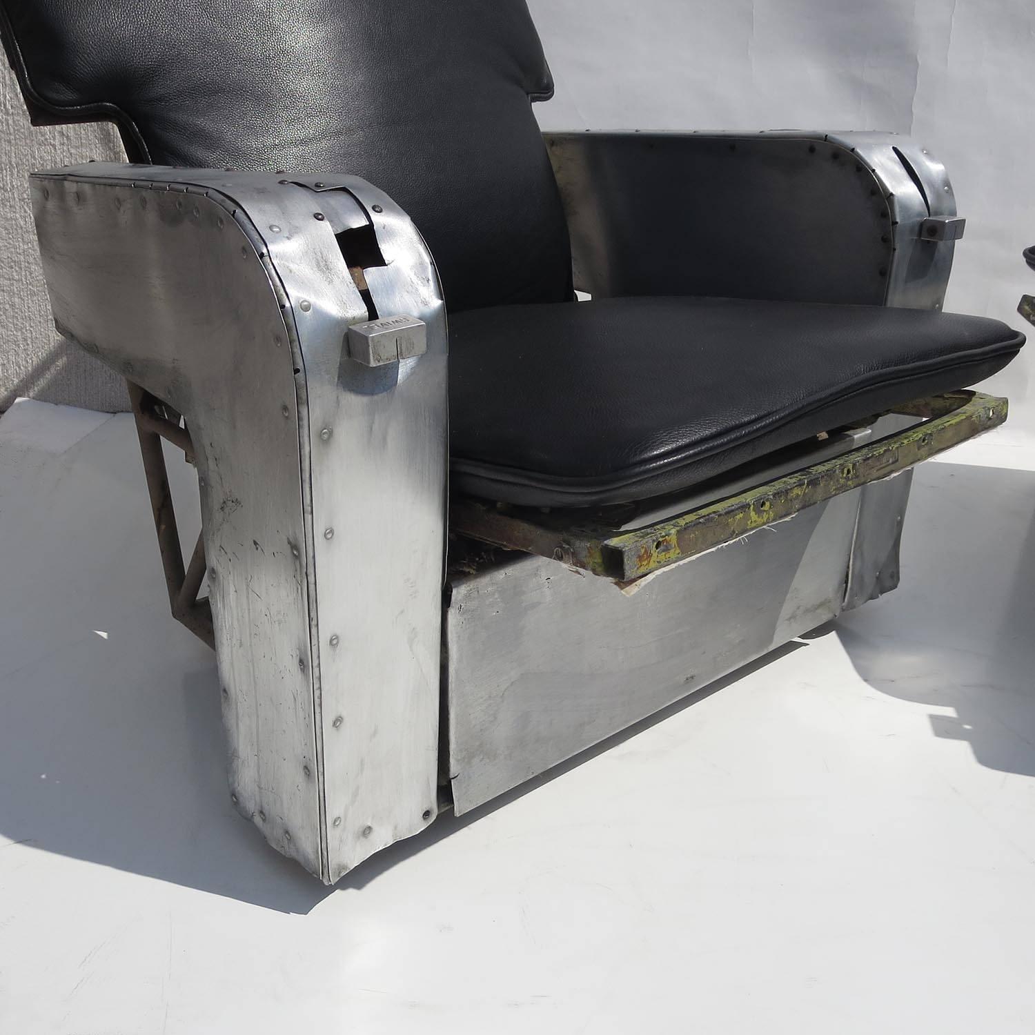 Aircraft Chairs in Leather and Aluminum 1
