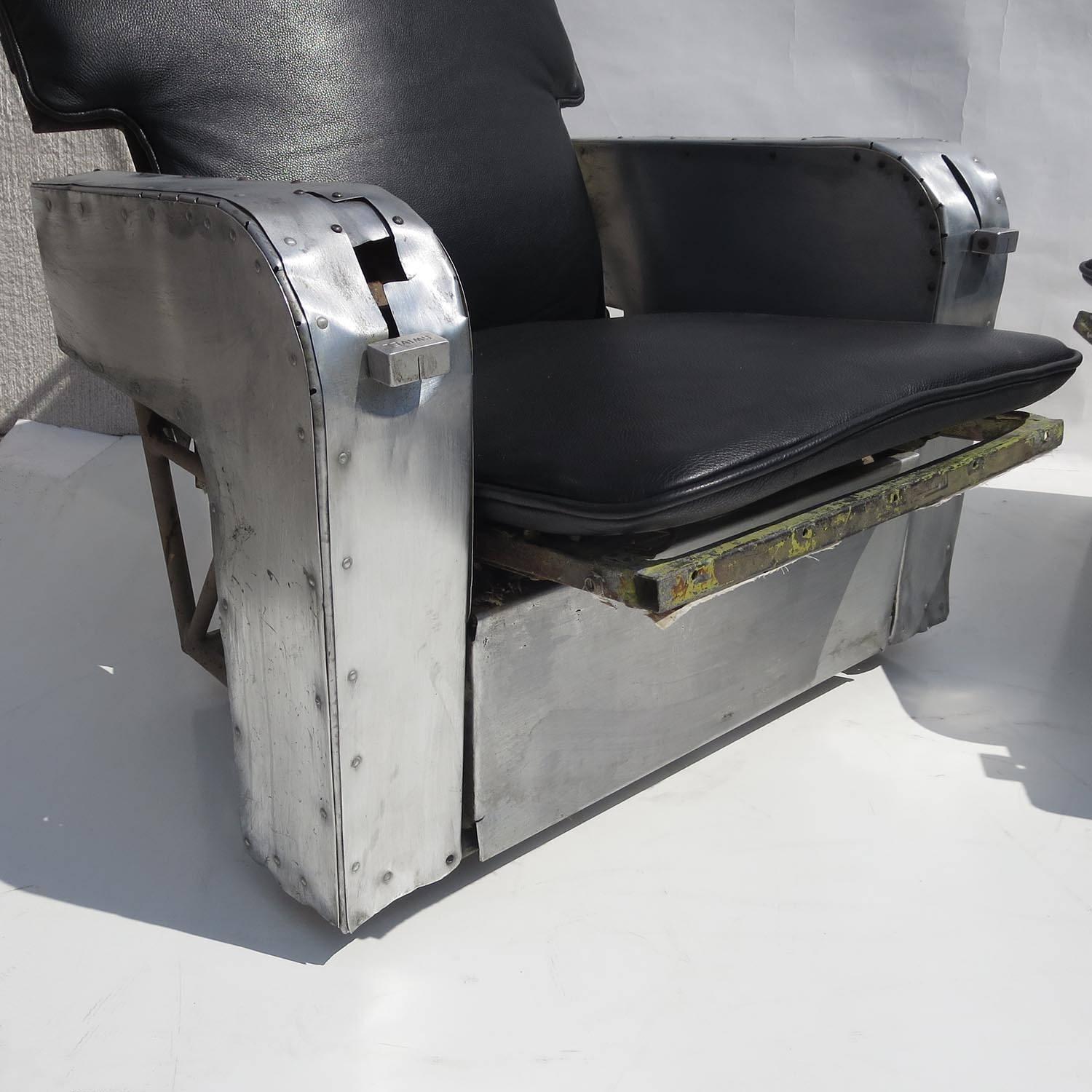 Aircraft Chairs in Leather and Aluminum For Sale at 1stdibs