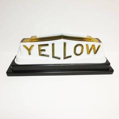 Art Deco Yellow Cab Glass Lighted Taxi Roof Sign