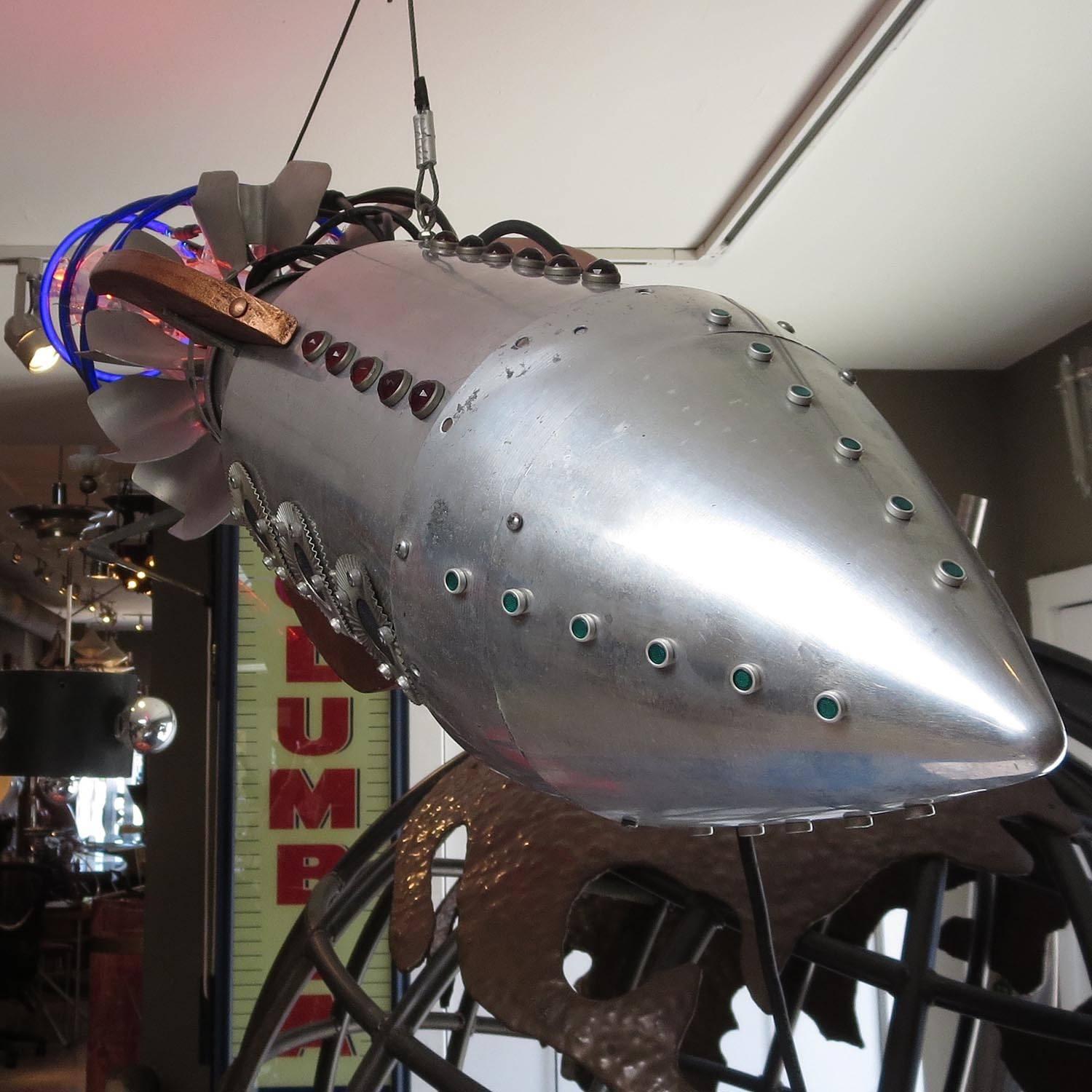 Late 20th Century Hanging Neon Rocket Sculpture by Baron Margo