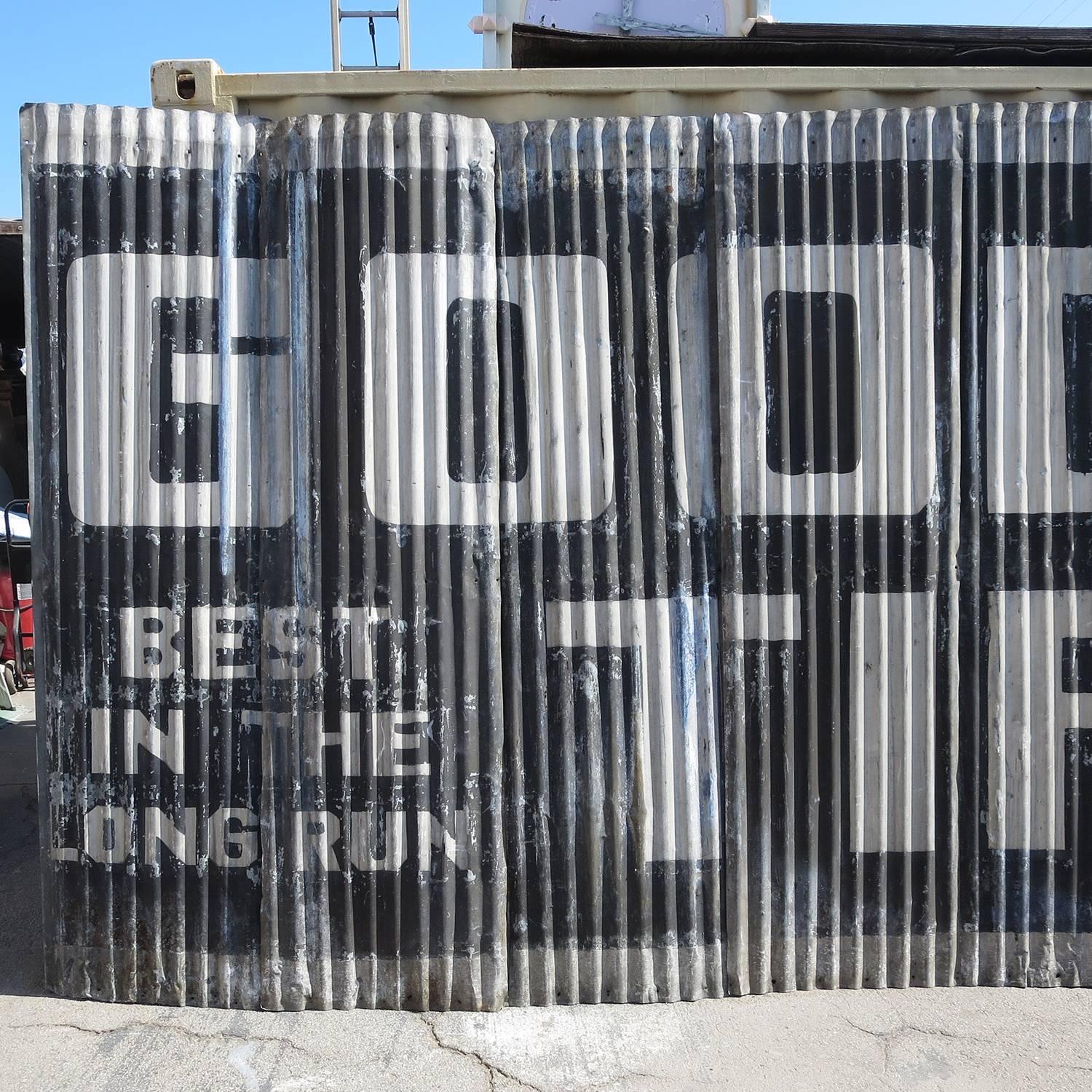 American Massive Goodrich Tires Painted Sign on Corrugated Steel Panels