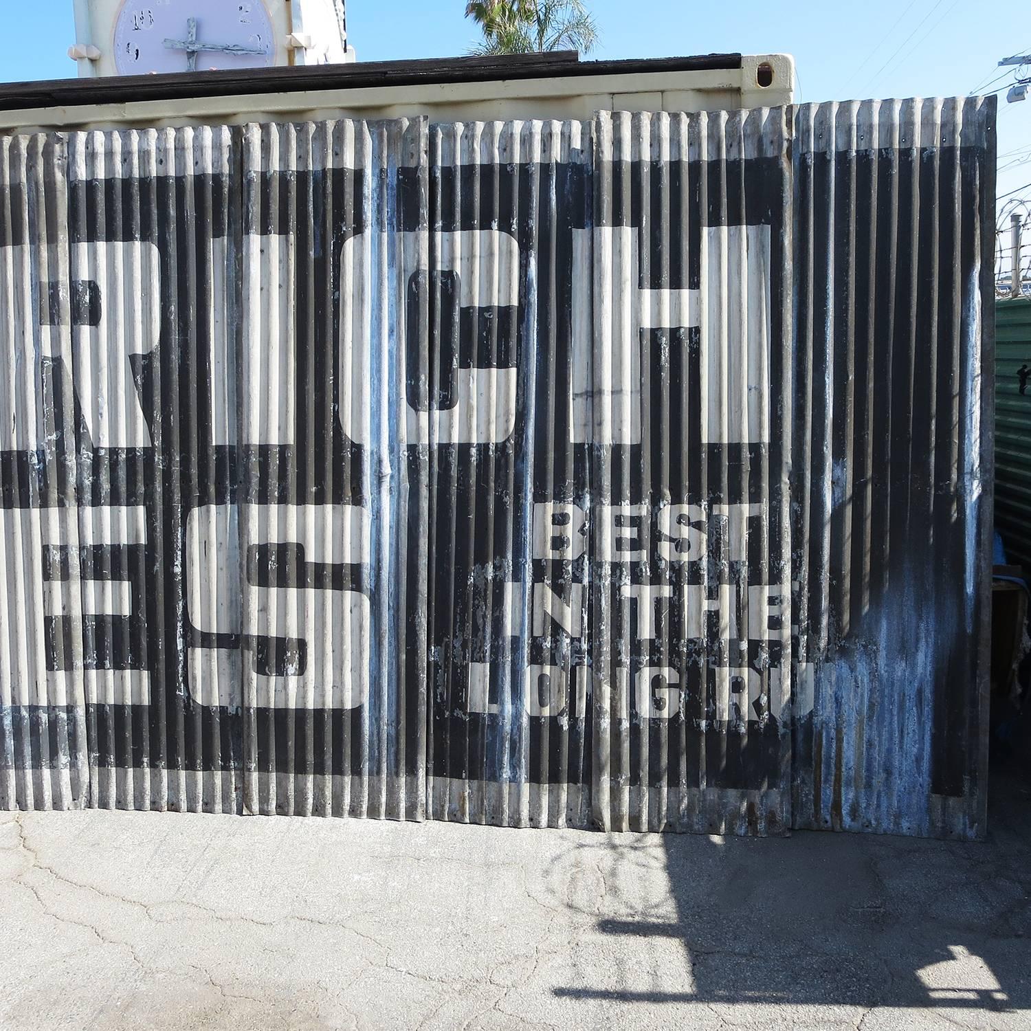 Mid-20th Century Massive Goodrich Tires Painted Sign on Corrugated Steel Panels