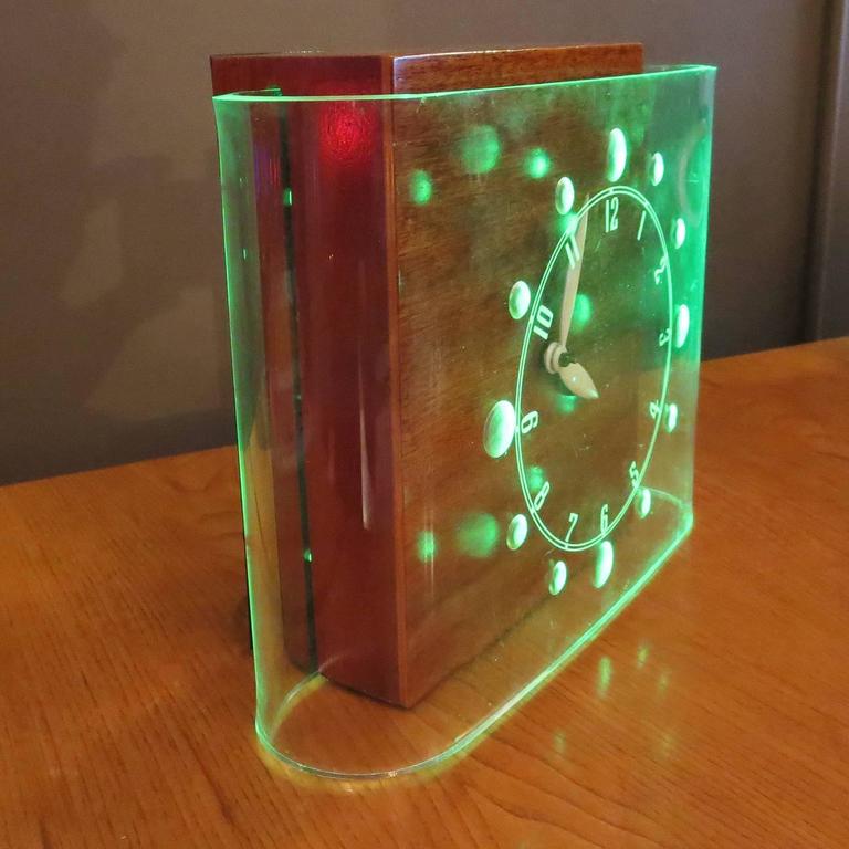Art Deco Curvaline Neon Desk Clock by Lackner at 1stdibs