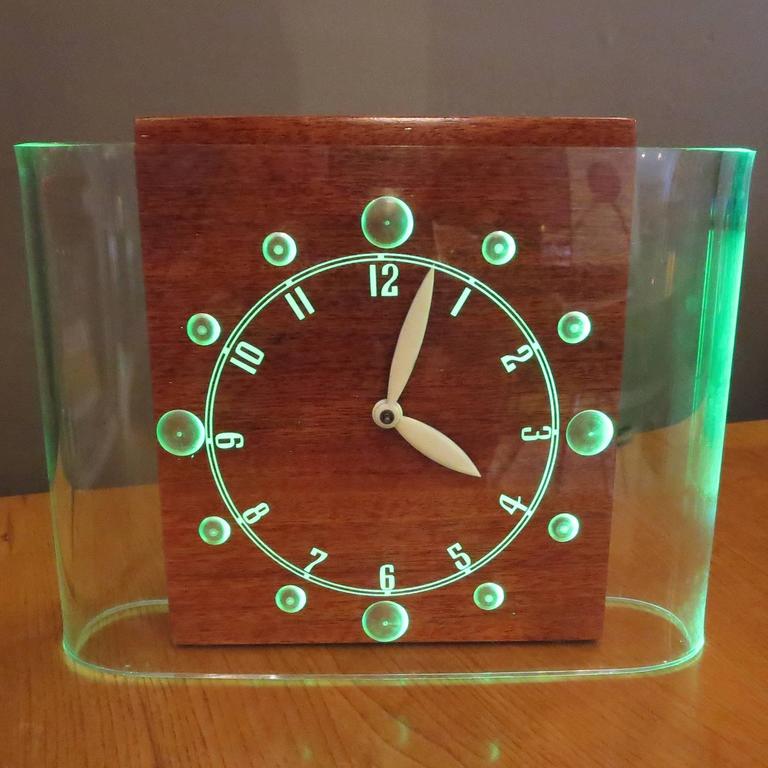 Art Deco Curvaline Neon Desk Clock by Lackner at 1stdibs