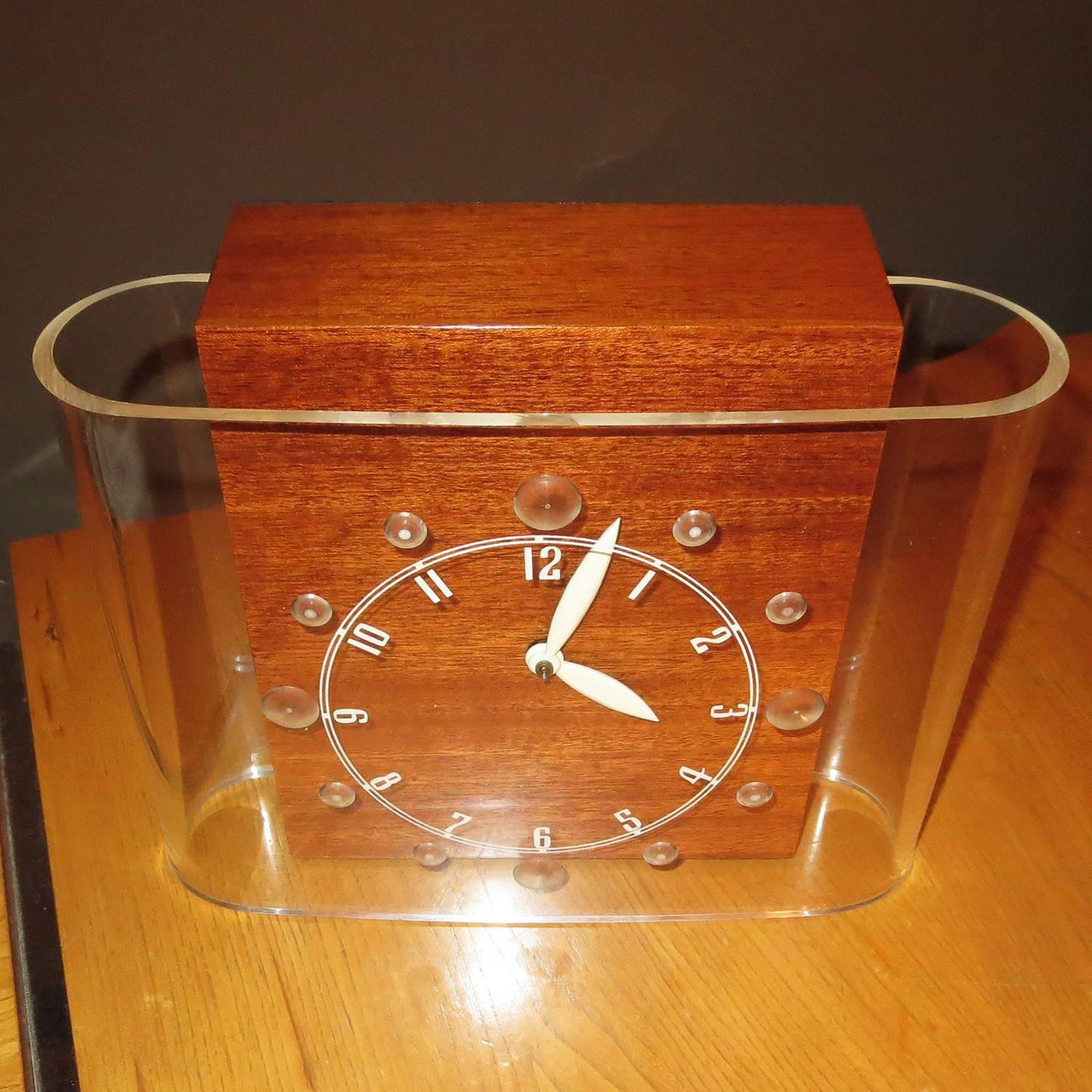 Art Deco Curvaline Neon Desk Clock by Lackner at 1stdibs