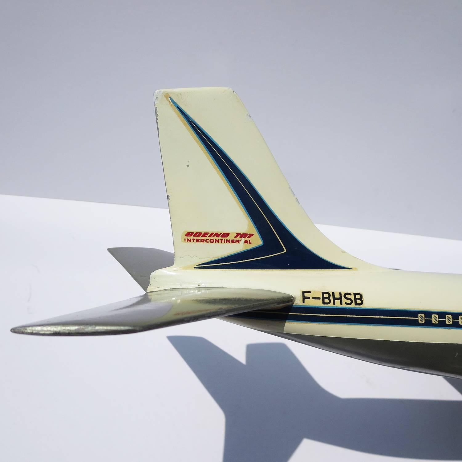 Aluminum Air France Painted Metal Boeing 707 Desk Model