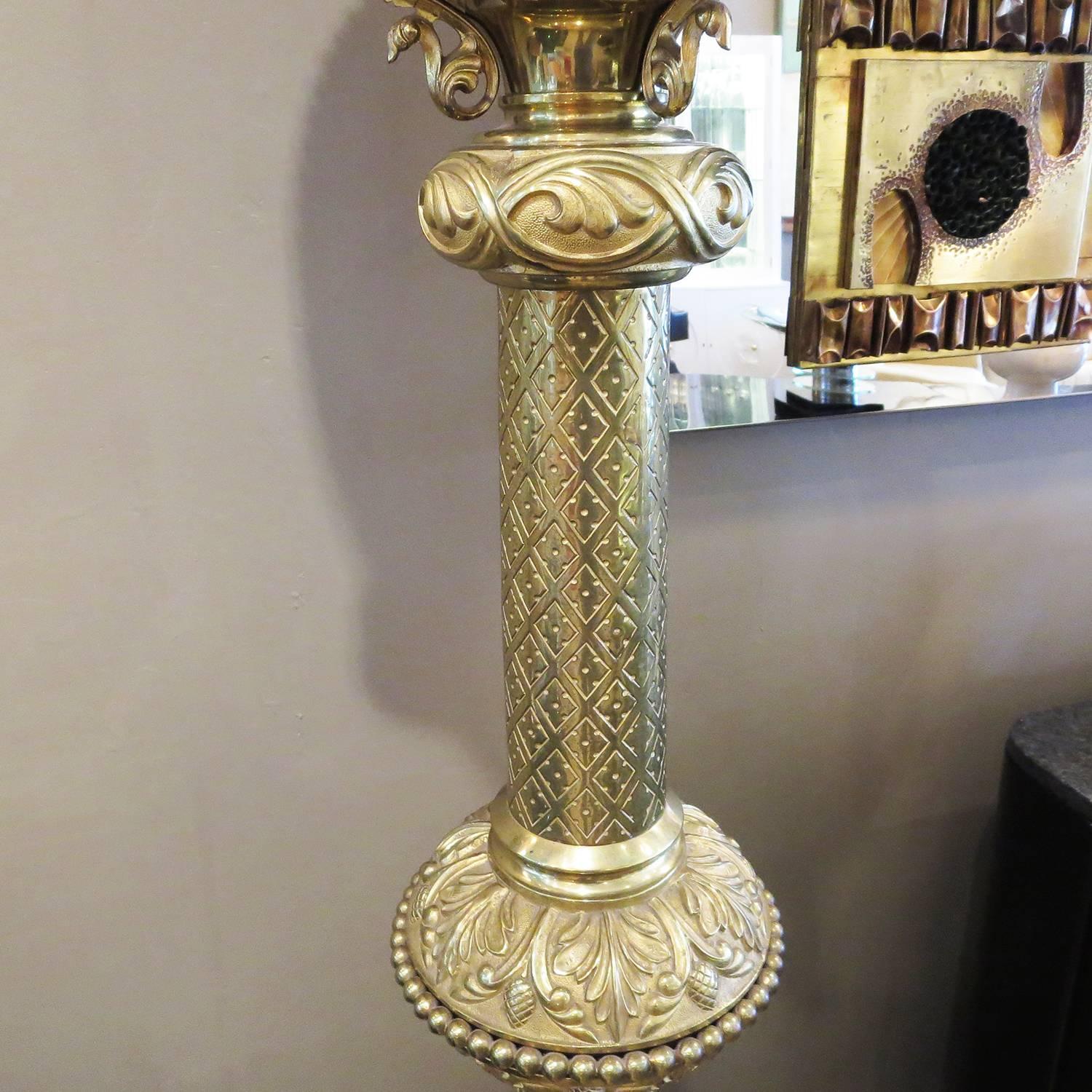 Beaux Arts Standing Dragon Lamp in Brass and Alabaster In Good Condition In North Hollywood, CA