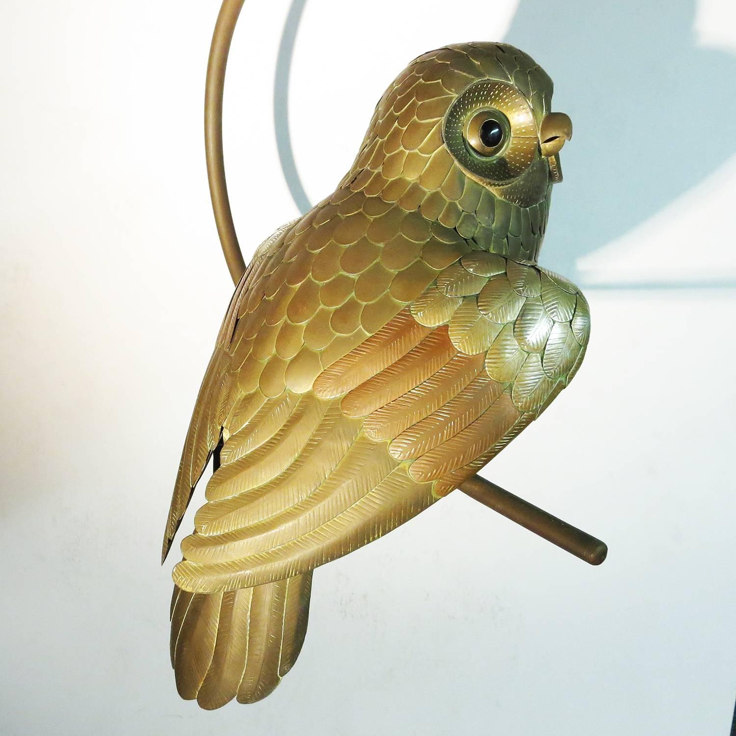 A very fine example of the quality metalwork of Mexican artist Sergio Bustamante. His works were sold at Fine galleries in Mexico in the 1960s usually to upscale American tourists. Our owl is an unusual form that doesn't show up very often. The