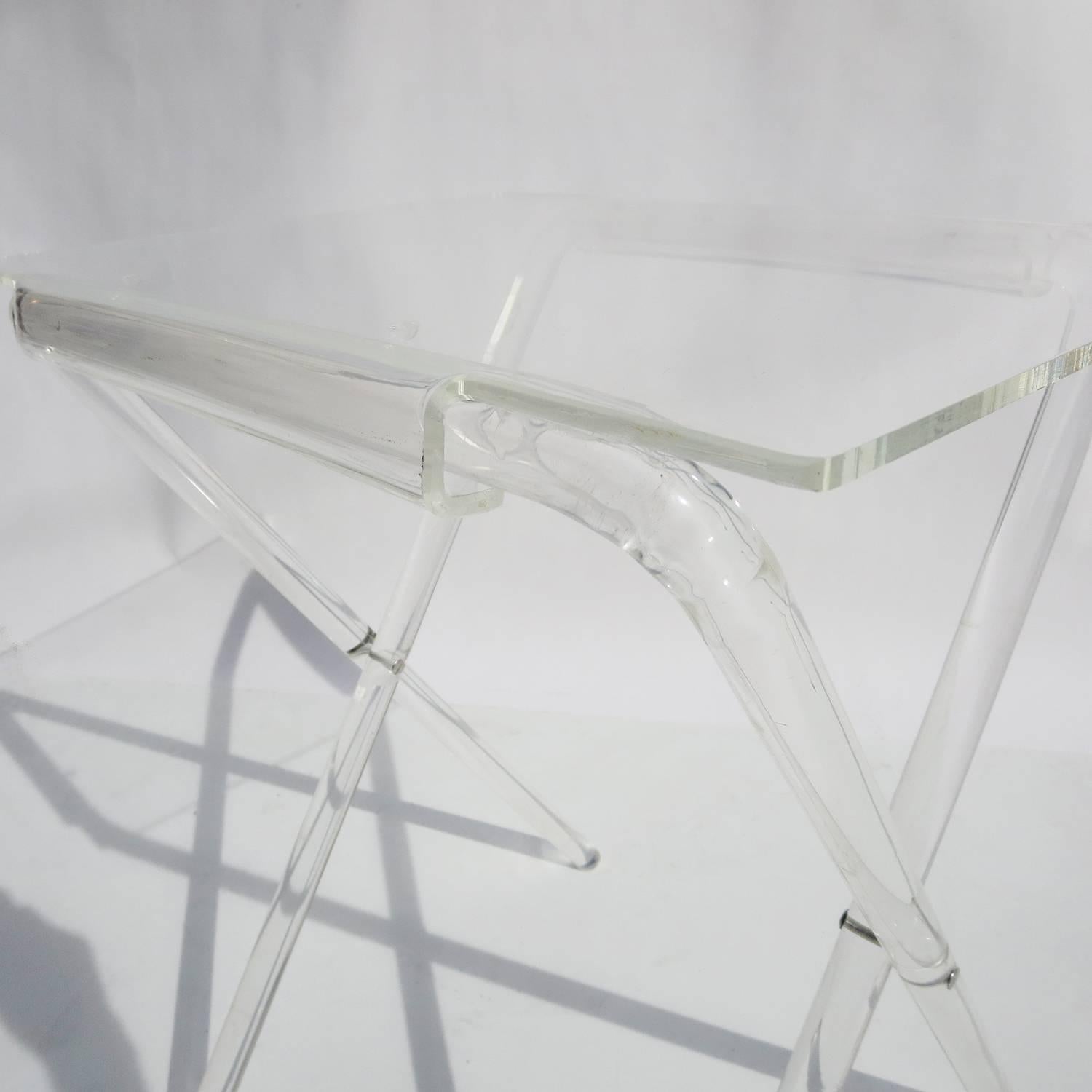 Mid-Century Modern Lucite Folding Tray Tables, Set of Four