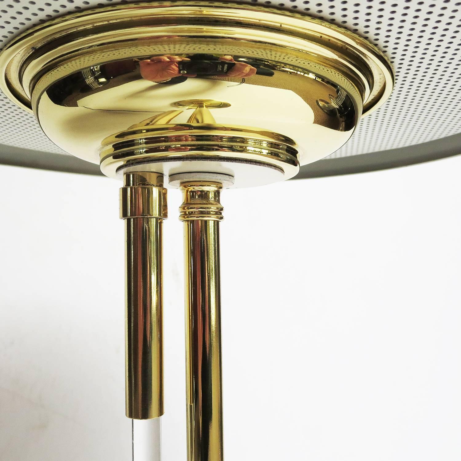 Italian Mid-Century Brass and Lucite Table Lamp by Stilux, Italy