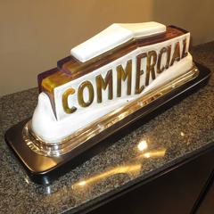 Art Deco Taxi Cab Lighted Sign in Molded Glass