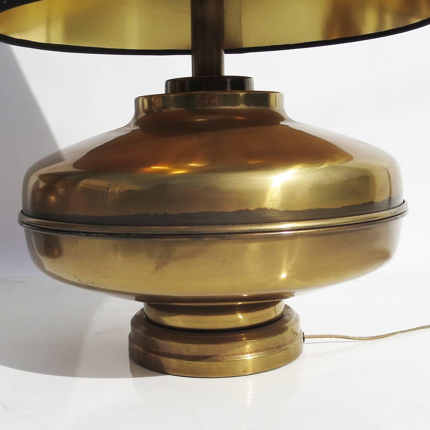 Lacquered Large-Scale Mid-Century Brass Table Lamps