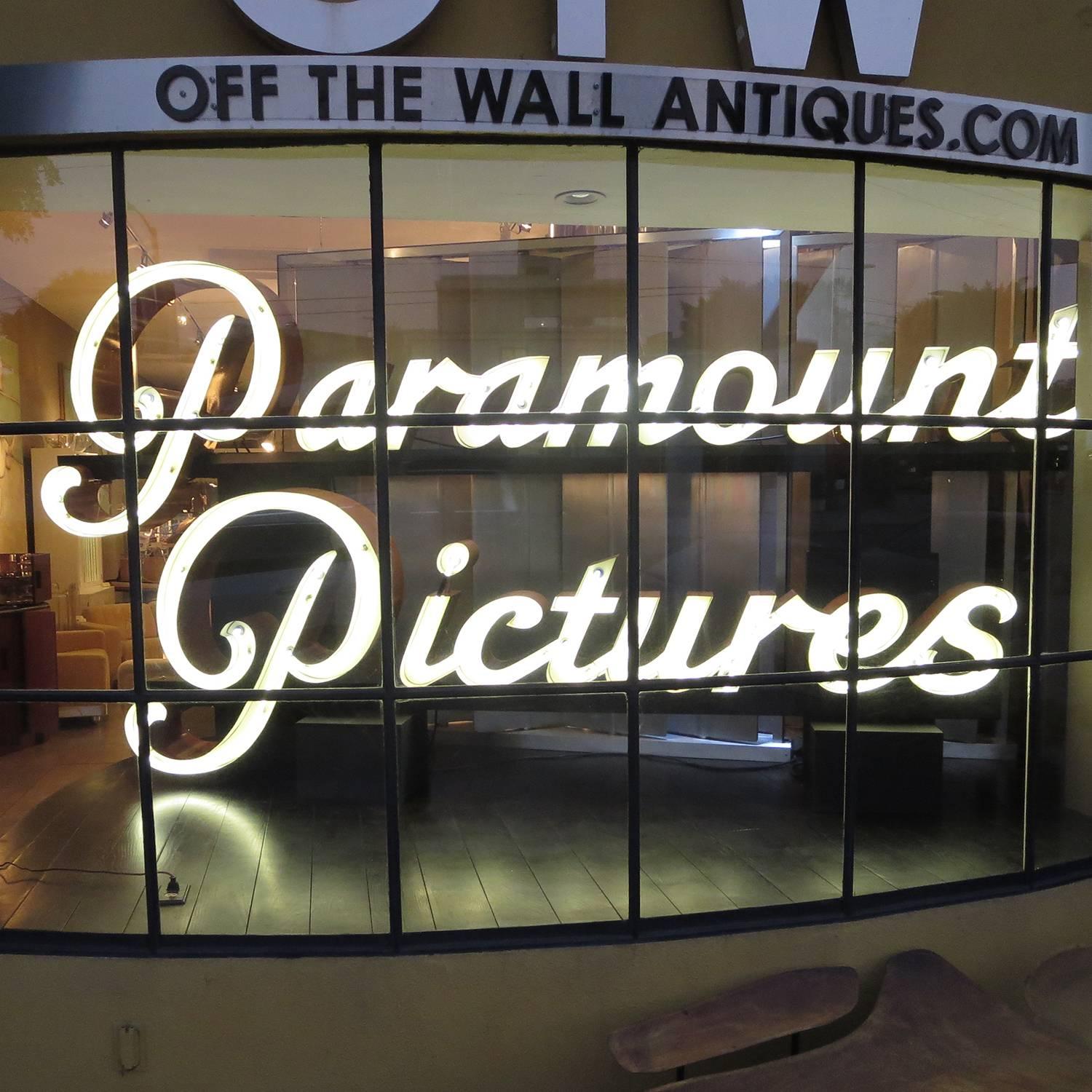 Historic Paramount Pictures Sign in Porcelain Enamel and Neon 1