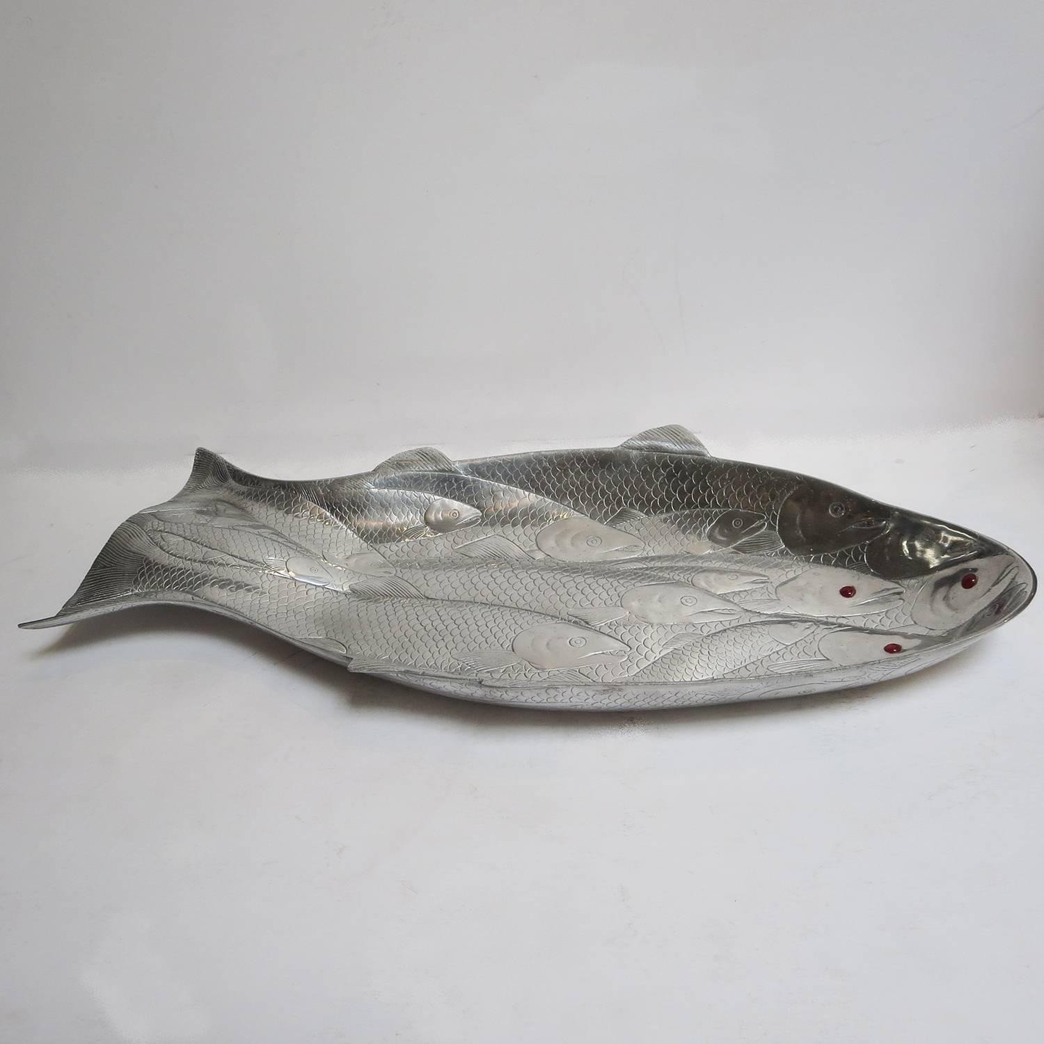 Mid-Century Modern Arthur Court Polished Aluminum Fish Serving Platter