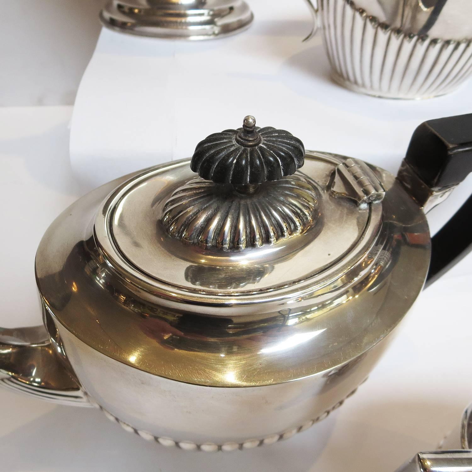 Metal Art Deco Silver Plated Coffee and Tea Service For Sale
