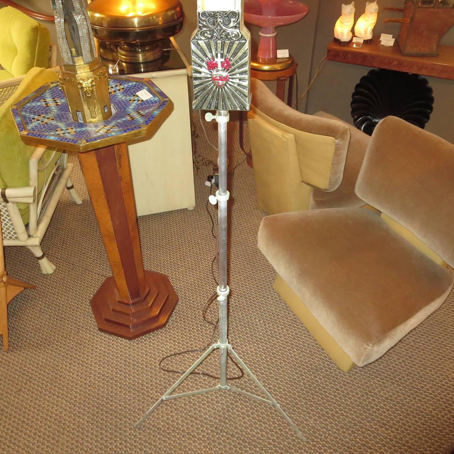 Portable Neon Crucifix with Stand and Traveling Case In Good Condition In North Hollywood, CA