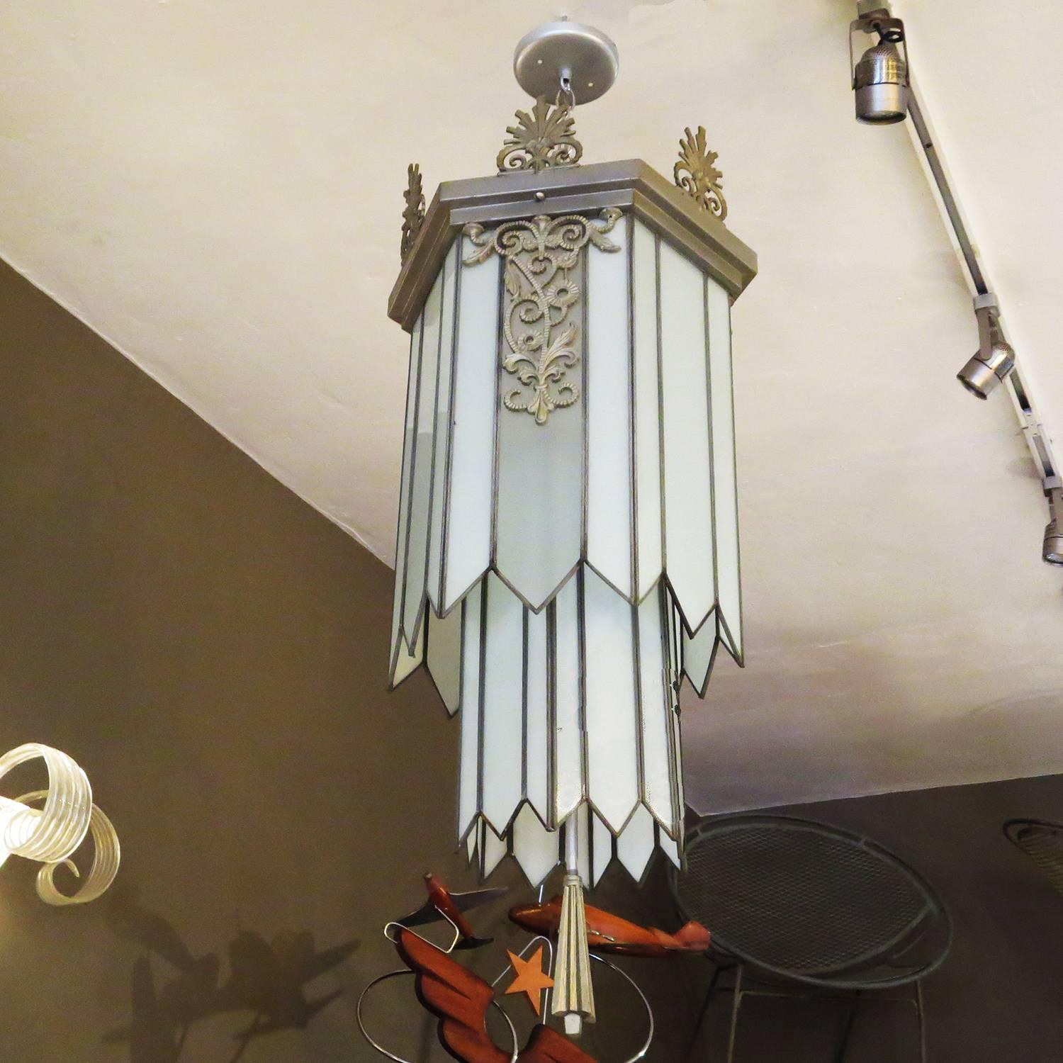 American Art Deco Stepped Theater Chandelier