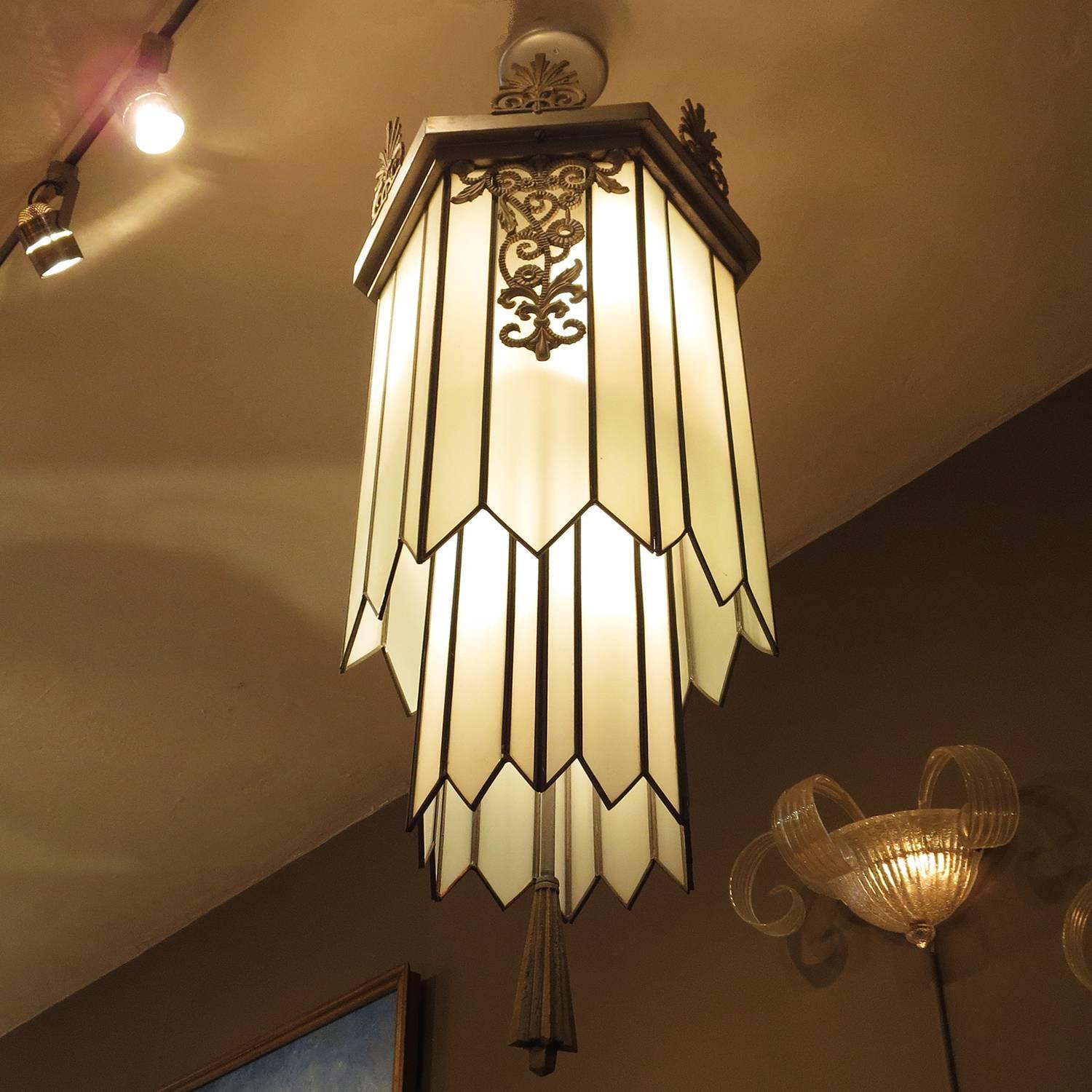 Mid-20th Century Art Deco Stepped Theater Chandelier