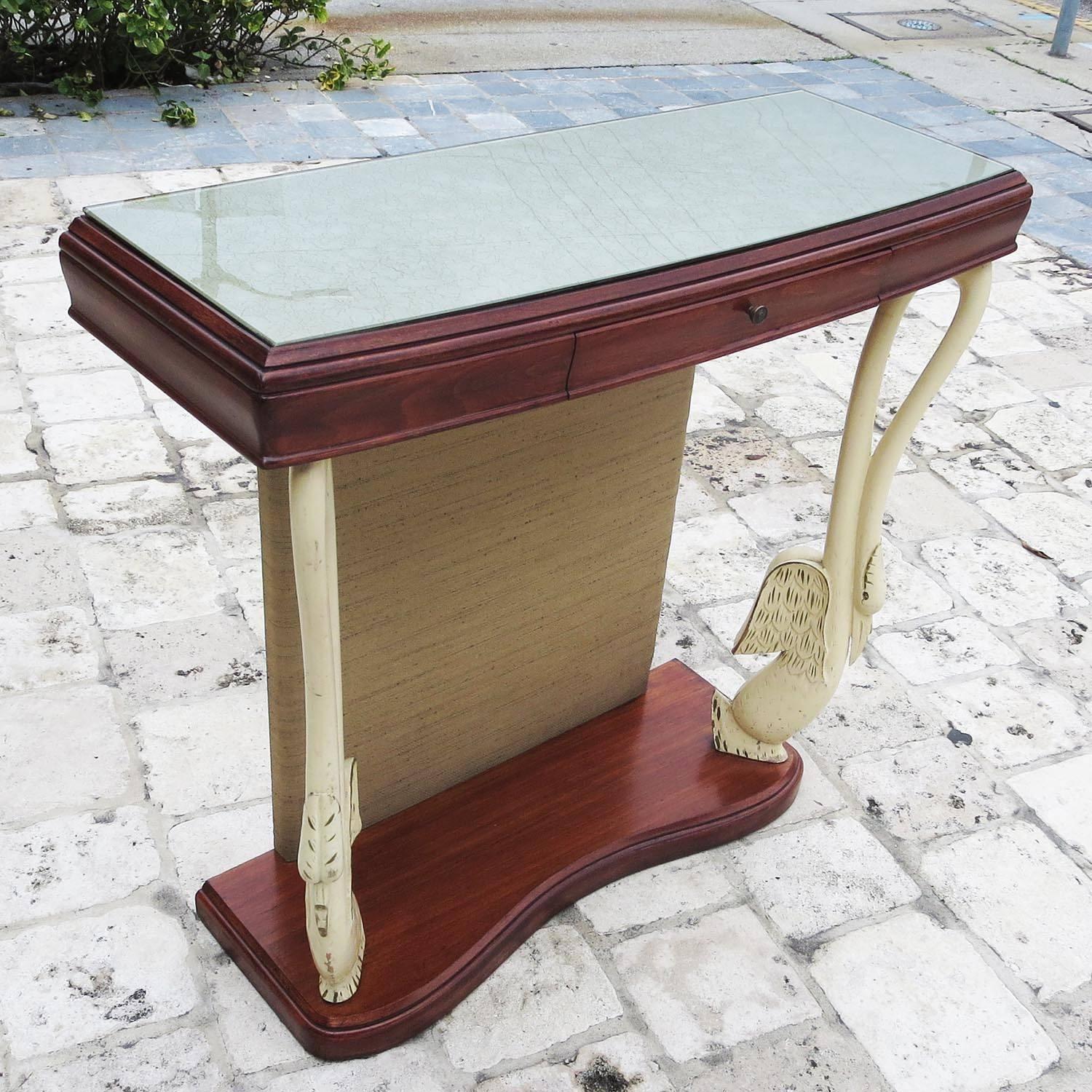 RETIREMENT SALE!!!  EVERYTHING MUST GO - CHECK OUT OUR OTHER ITEMS.				

This charming table features clean lines and a petite scale. The woods are a combination of painted and natural finishes. The centre panel is wrapped in original fabric. The