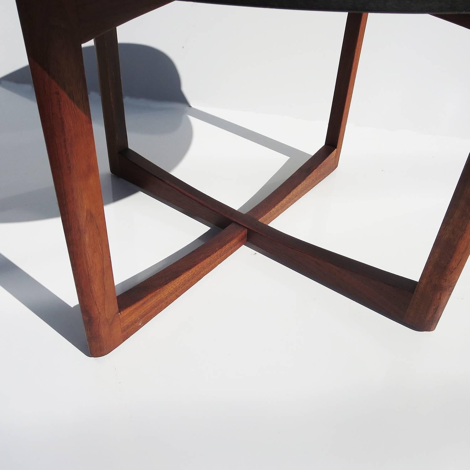 American Pair of Mid-Century Side Tables in Walnut and Slate